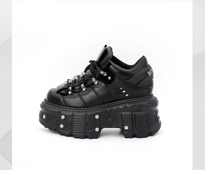 Women's Punk Style Lace-Up Platform Boots - Gothic Rock Ankle Sneakers