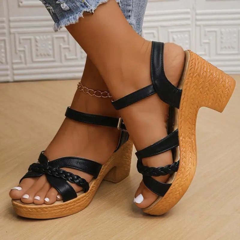 MZYAAN™ Ankle Strap Platform Heels